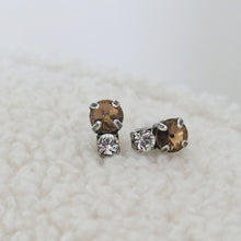 Load image into Gallery viewer, CAMILA Stud Earrings Silver Brown
