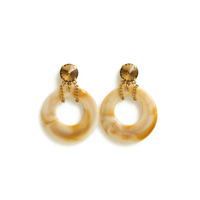 FARRAH earrings gold & brown crystals