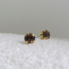 Load image into Gallery viewer, SPIKE Crystal Stud Earrings Brown Gold