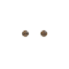 Load image into Gallery viewer, SPIKE CRYSTAL STUD EARRINGS BROWN SILVER