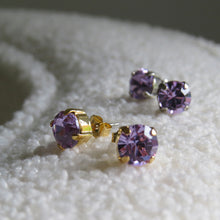 Load image into Gallery viewer, SPIKE Crystal Stud Earrings Violet Silver