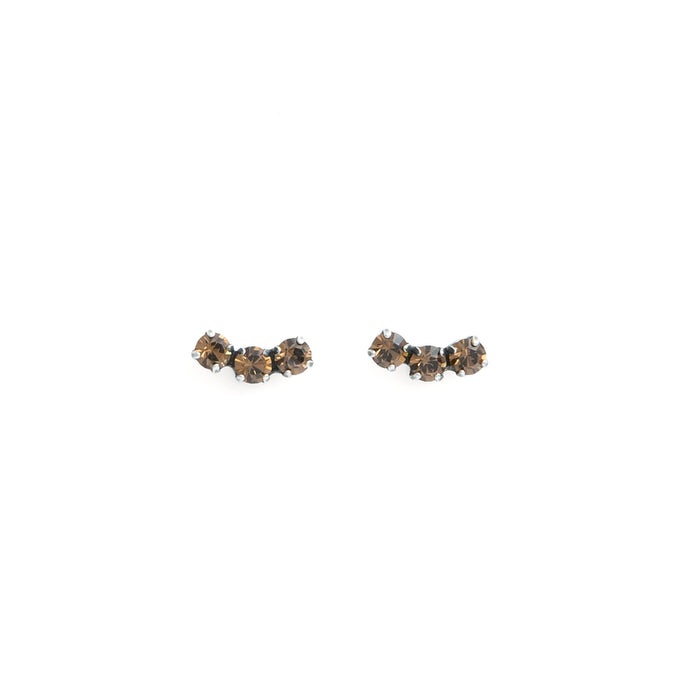 TRILOGY earrings brown crystals silver