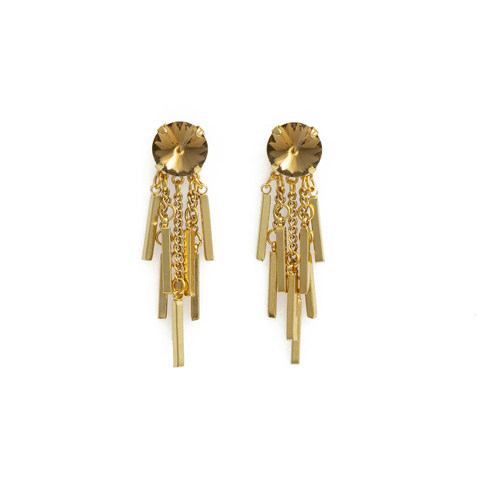 Gold AURORA Earrings brown cristal