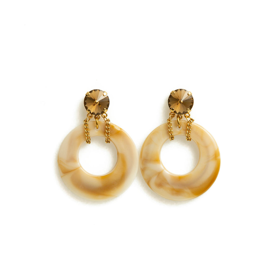 FARRAH earrings gold & brown crystals