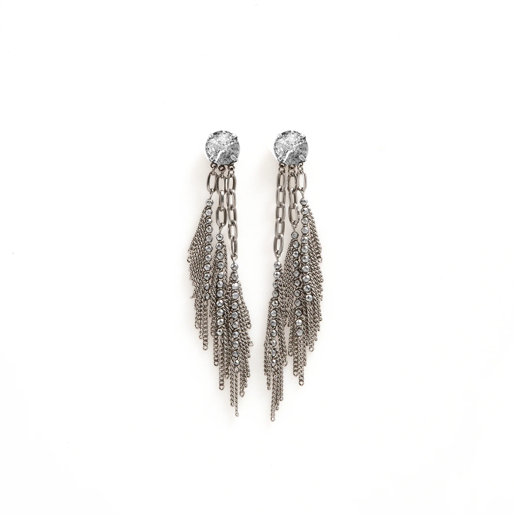 GEMMA EARRINGS SILVER PATINA CRYSTALS