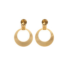 Load image into Gallery viewer, GRETA hoop earrings brown crystal and gold
