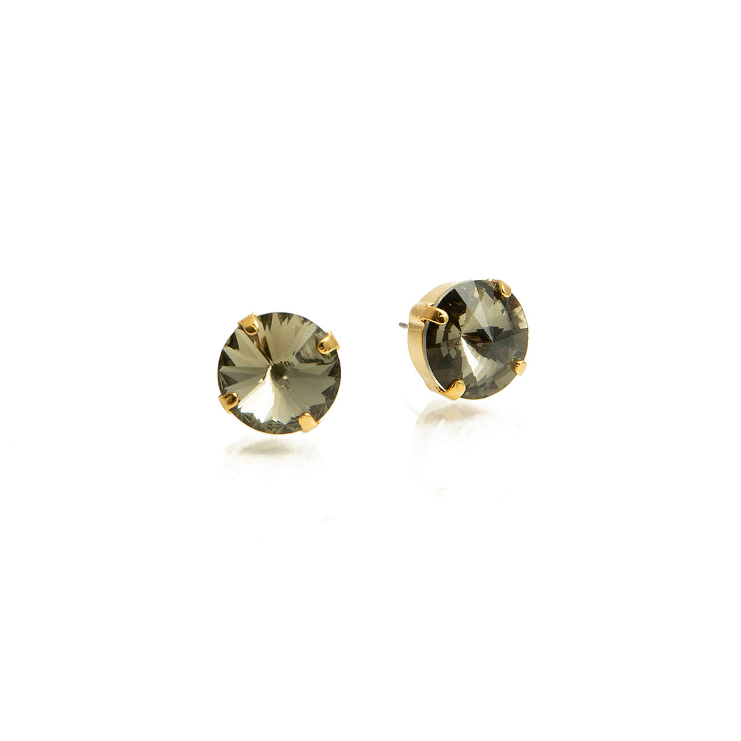 LONDON crystal grey and gold stud earrings