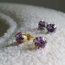 Load image into Gallery viewer, SPIKE Crystal Stud Earrings Violet Silver
