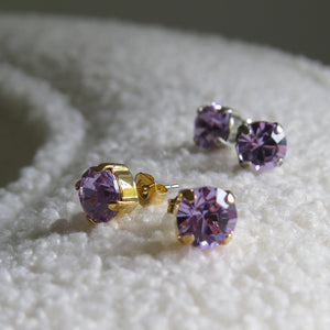 SPIKE crystal stud earrings violet 