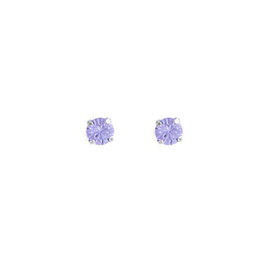 SPIKE Crystal Stud Earrings Violet Silver