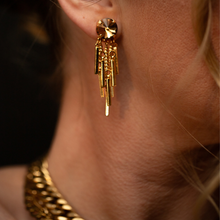 Load image into Gallery viewer, Gold AURORA Earrings gold brown cristal
