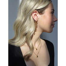 Load image into Gallery viewer, ISOLDE Earrings Gold &amp; Brown on model
