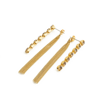 Charger l&#39;image dans la galerie, ISOLDE earrings gold &amp; brown crystals
