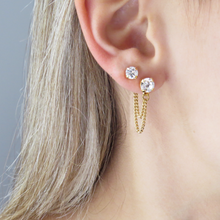 Load image into Gallery viewer, SOLENE Stud Earrings Gold &amp; Clear
