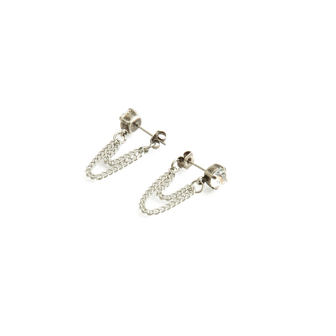 SOLENE Stud Earrings Silver & Clear