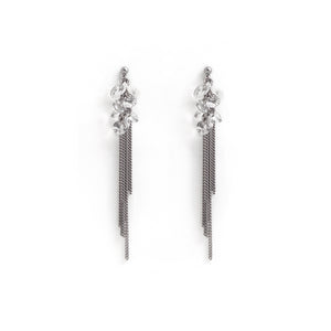 Long statement  crystal and chain earrings