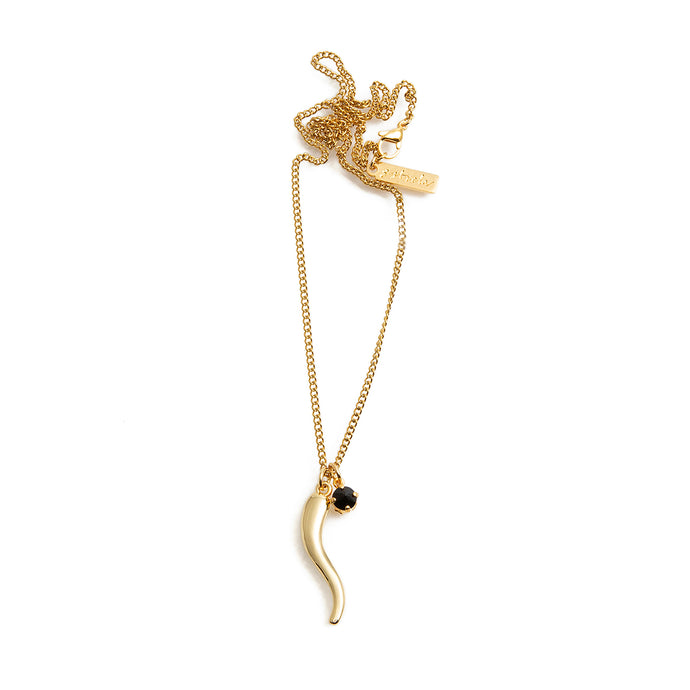 Audrey Black Charm Necklace in Gold