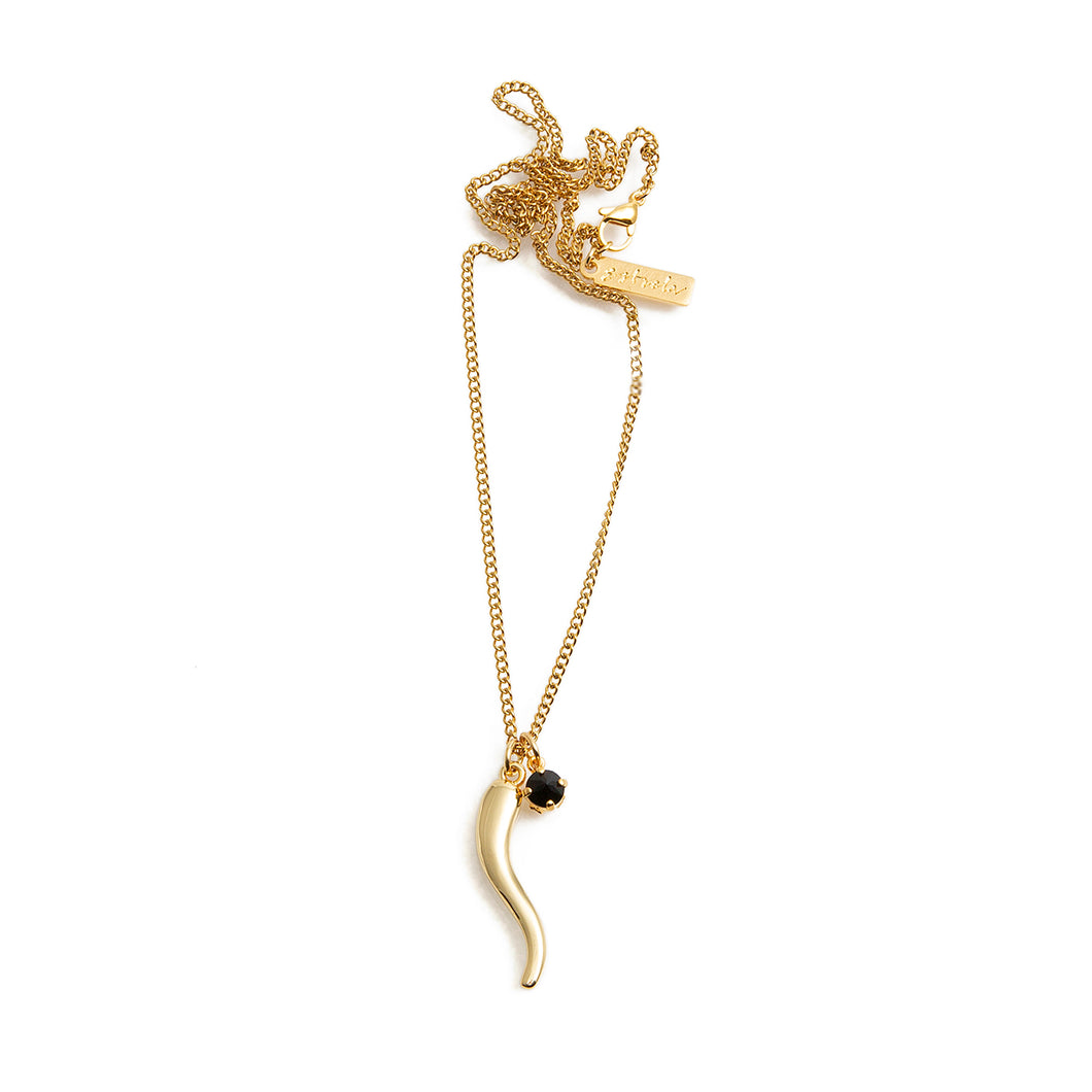 Audrey Black Charm Necklace in Gold