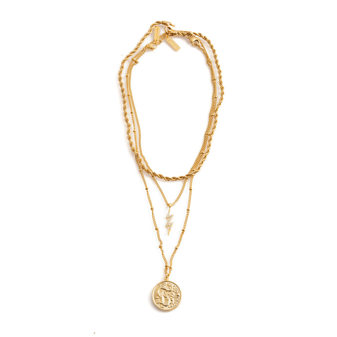 Three necklace combo gold-plated stainless steel