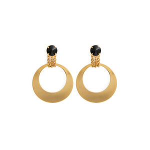 GRETA Earrings Black and gold hoop earrings Swarovski