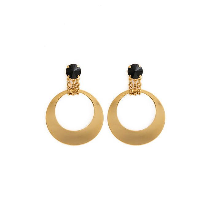 Black and gold hoop earrings swarovski
