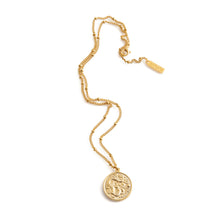 Load image into Gallery viewer, Long gold necklace with large snake pendant
