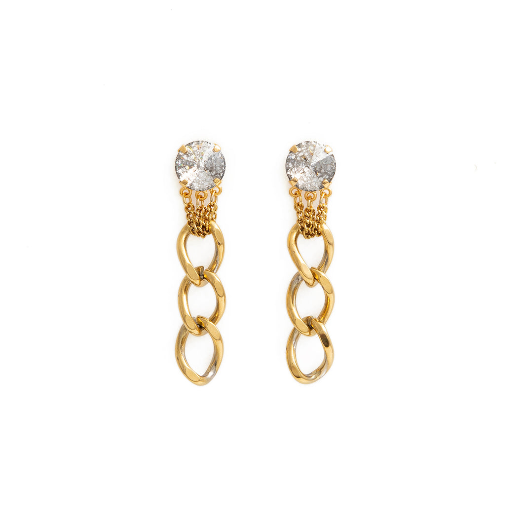 LAUREN gold and crystal Swarovski dangling earrings