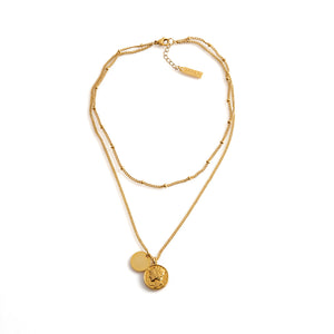 MANGO Necklace gold double-layer medallion