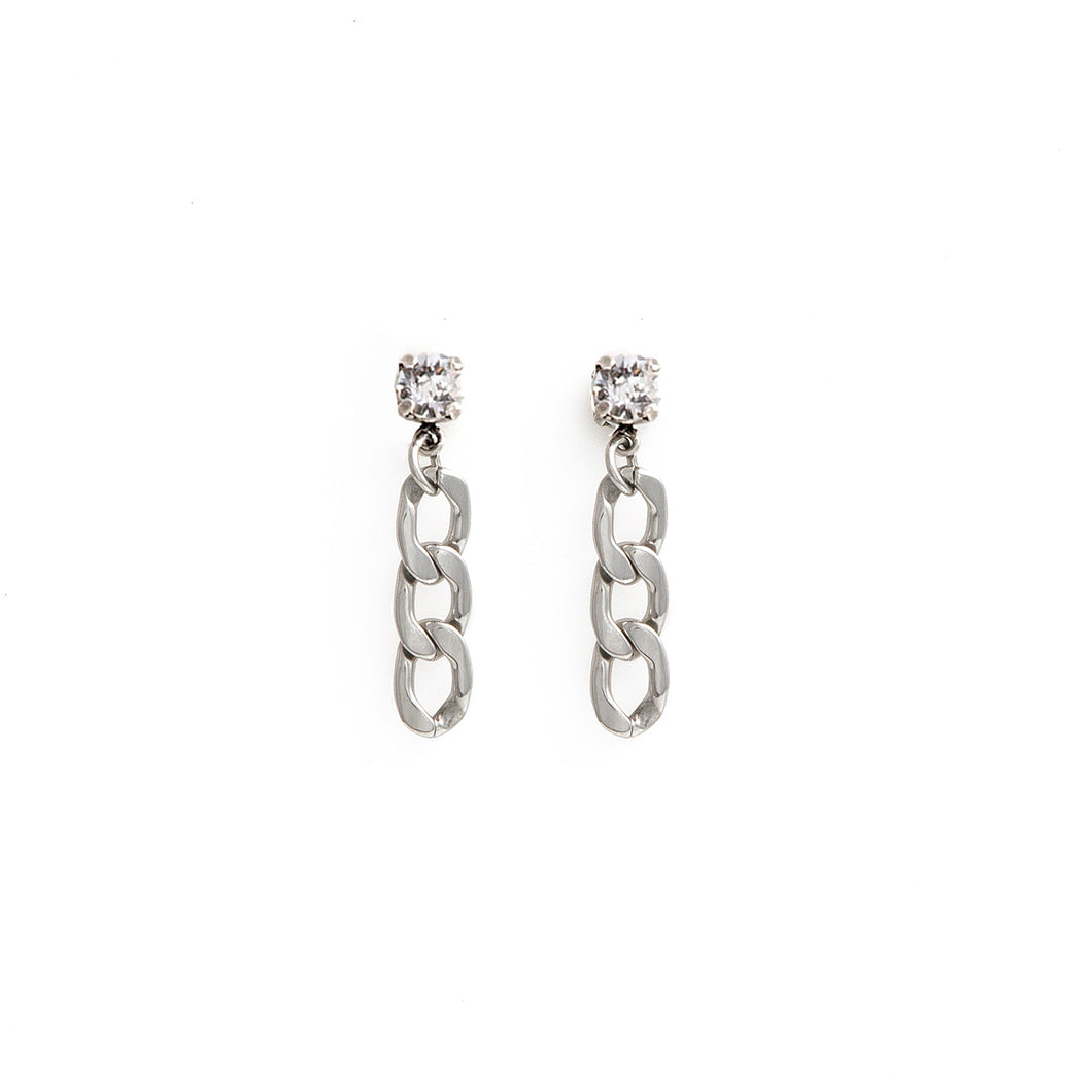 RITA Swarovski crystal and metal chain dangling earrings 