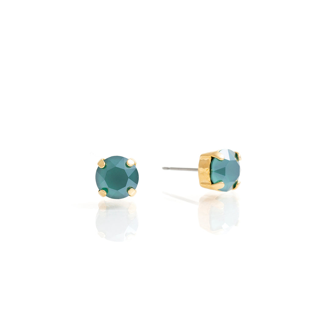 Gold and green swarovski crystal stud earrings