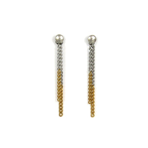Two-tone stainless steel long earrings