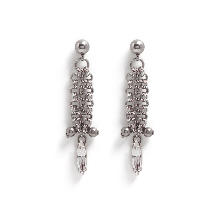 Surgical steel Swarovski crystal long earrings
