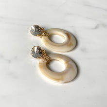 Load image into Gallery viewer, Swarovski and lucite hoop earrings by Estrela
